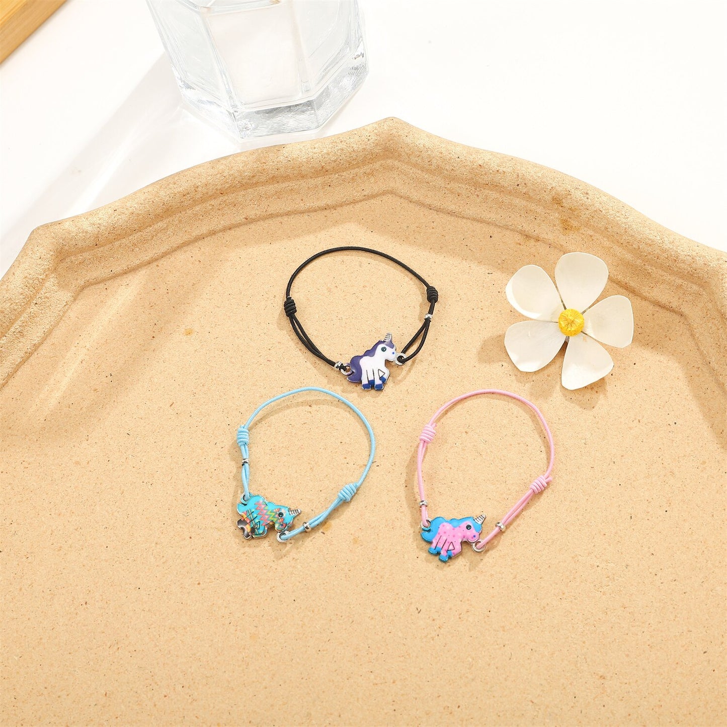 12pcs Bohemian Weave Rope Strand Friendship Bracelets Crystal Bead Unicorn Charms Bracelet for Child Girls Christmas Jewelry