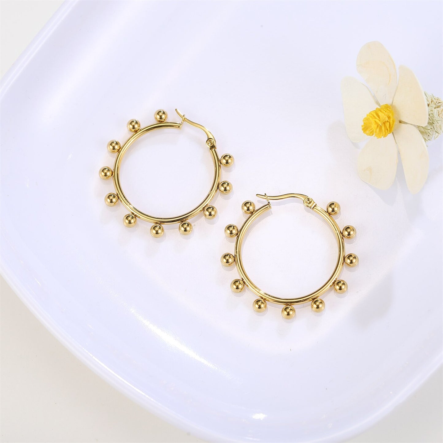 2023 Stainless Steel Heart Star Drop Earrings for Women Girls Big Minimalist Steel Titanium Hoop Earring Jewelry Gift