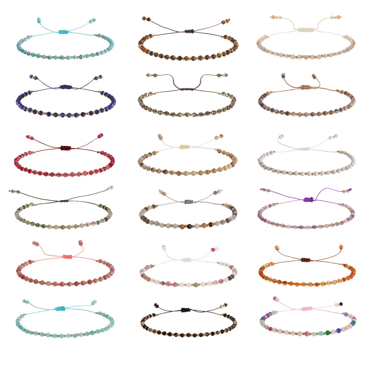 3mm Natural Stone Faceted Crystal Beads Bracelet for Women Men Crystal Quartzs Surf Anklets Jewelry Elastic Bangle Bracelets