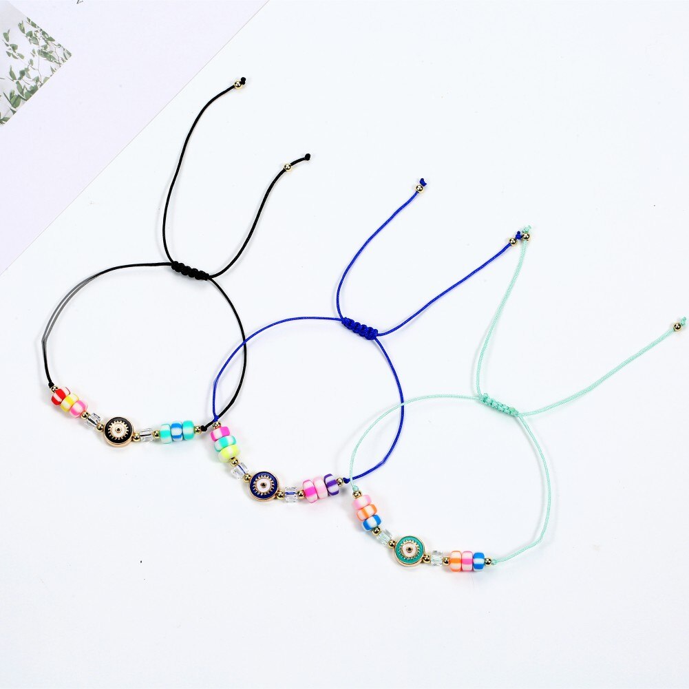12pcs Candy Color Beads Evil Eye Blue Charm Stretch Bracelet Mal De Ojo Bracelet Protection and Blessing for Men and Women