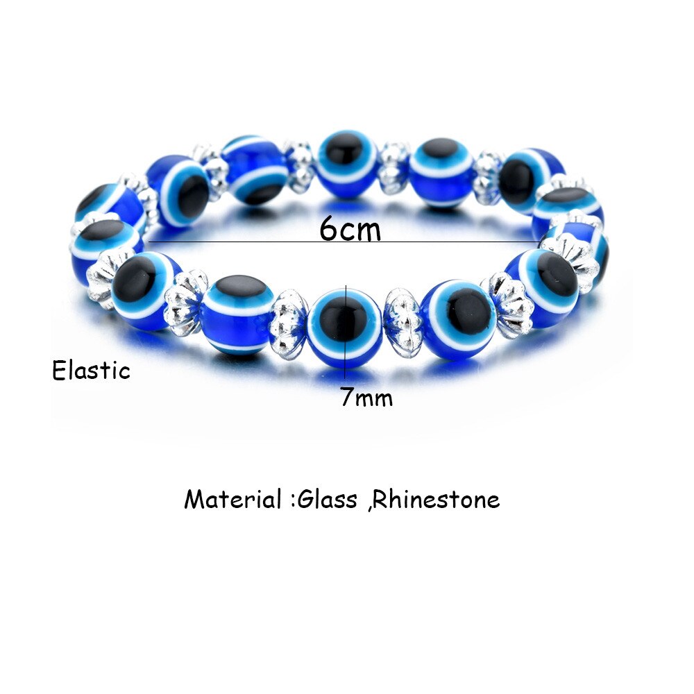 2023 New Turkish Evil Eye Elastic Bracelet Charms Crystal Beaded Bracelets for Girl Kids Jewelry Gift Wholesale