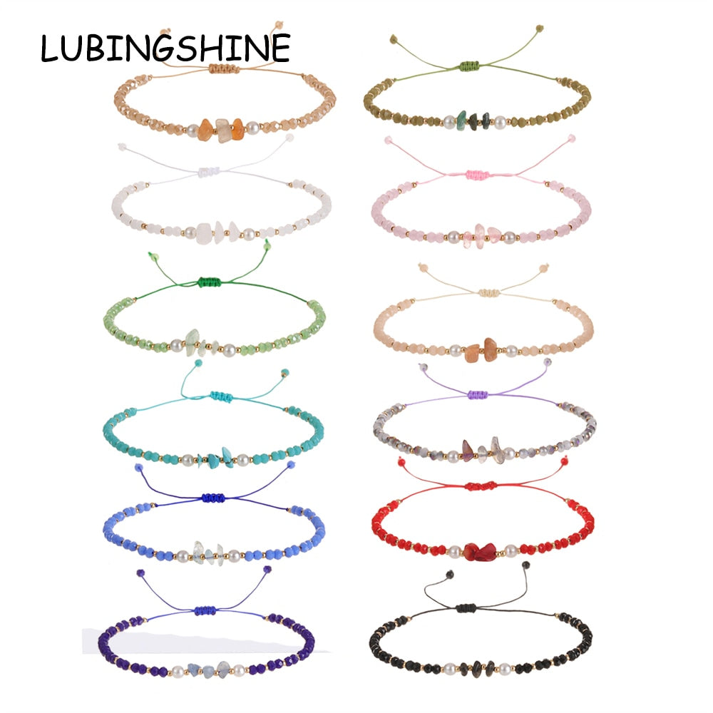 Faceted Crystal Bead Natural Stone Pendant Bracelet Adjustable Hand Woven Bracelet for Women Men Suitable Gifts Party Jewelry