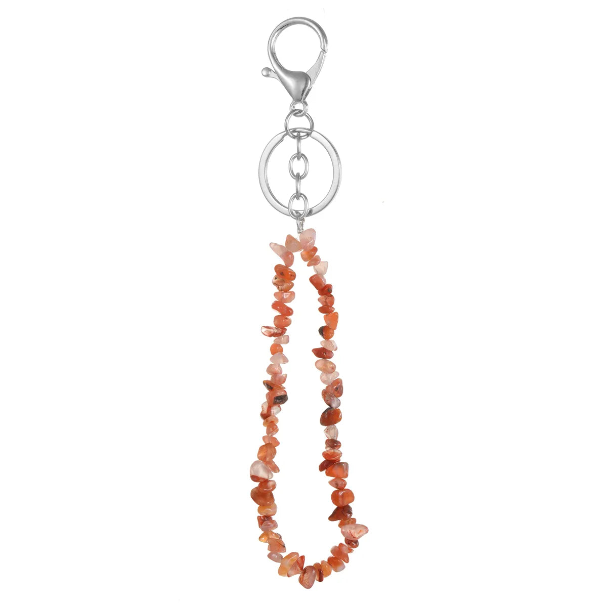 Natural Stone Mobile Phone Chain for Men Women Gravel Amethyst Quartz Stone Keychain Anti-lost Lanyard Bag Charm