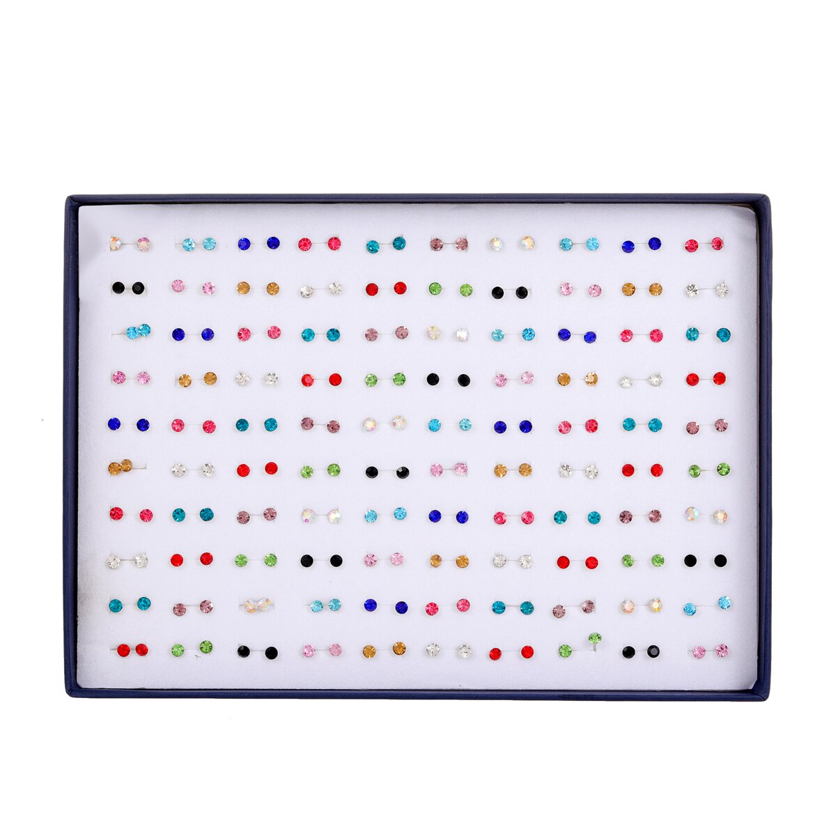 100 Pairs Women Acrylic Crystal Small Stud Earrings Sets Girl Child Heart Star Animal Moon Crown Earring Jewelry with Gift Box