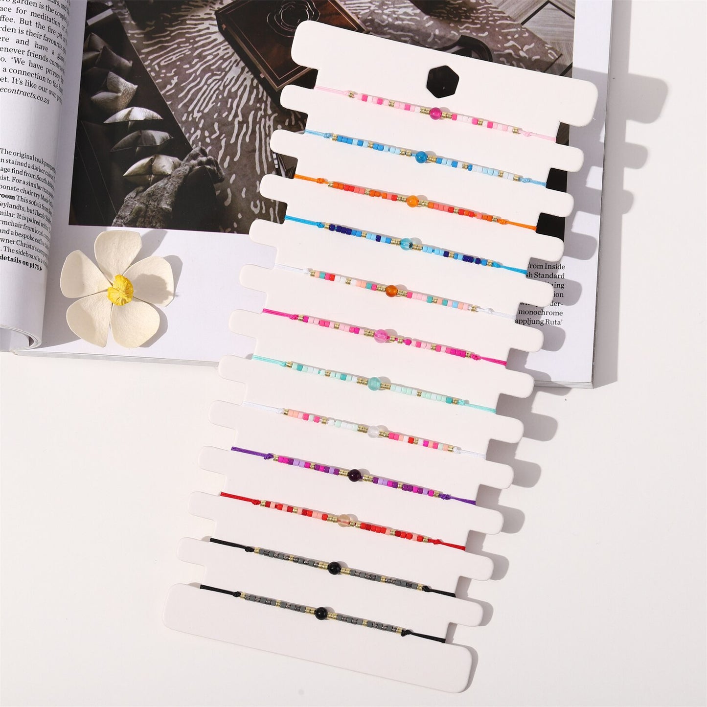 12pcs/lot Crystal Seed Beads Stackable Bracelet for Women Men Bohemia Aesthetic Summer Beach Jewelry Wholesale