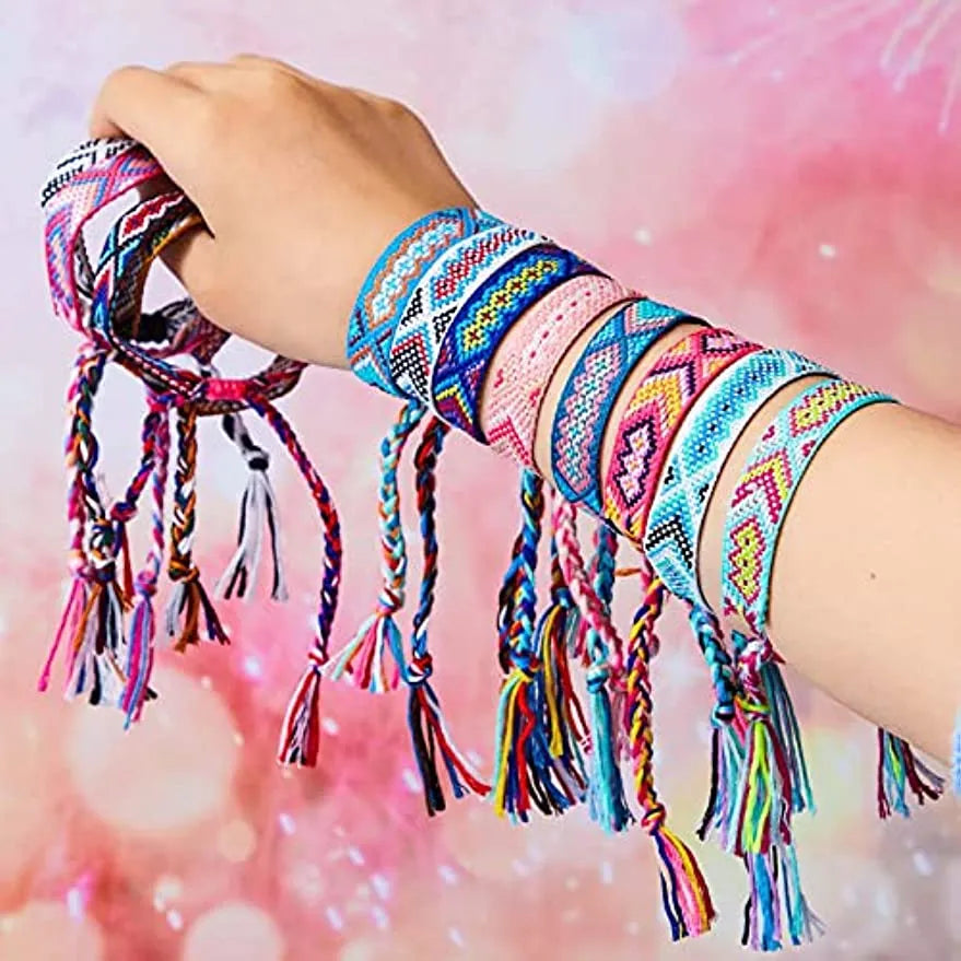 Nepal Woven Friendship Bracelets Adjustable Braided Bracelets with A Sliding Knot Closure for Kid Women Men Waterproof Anklets