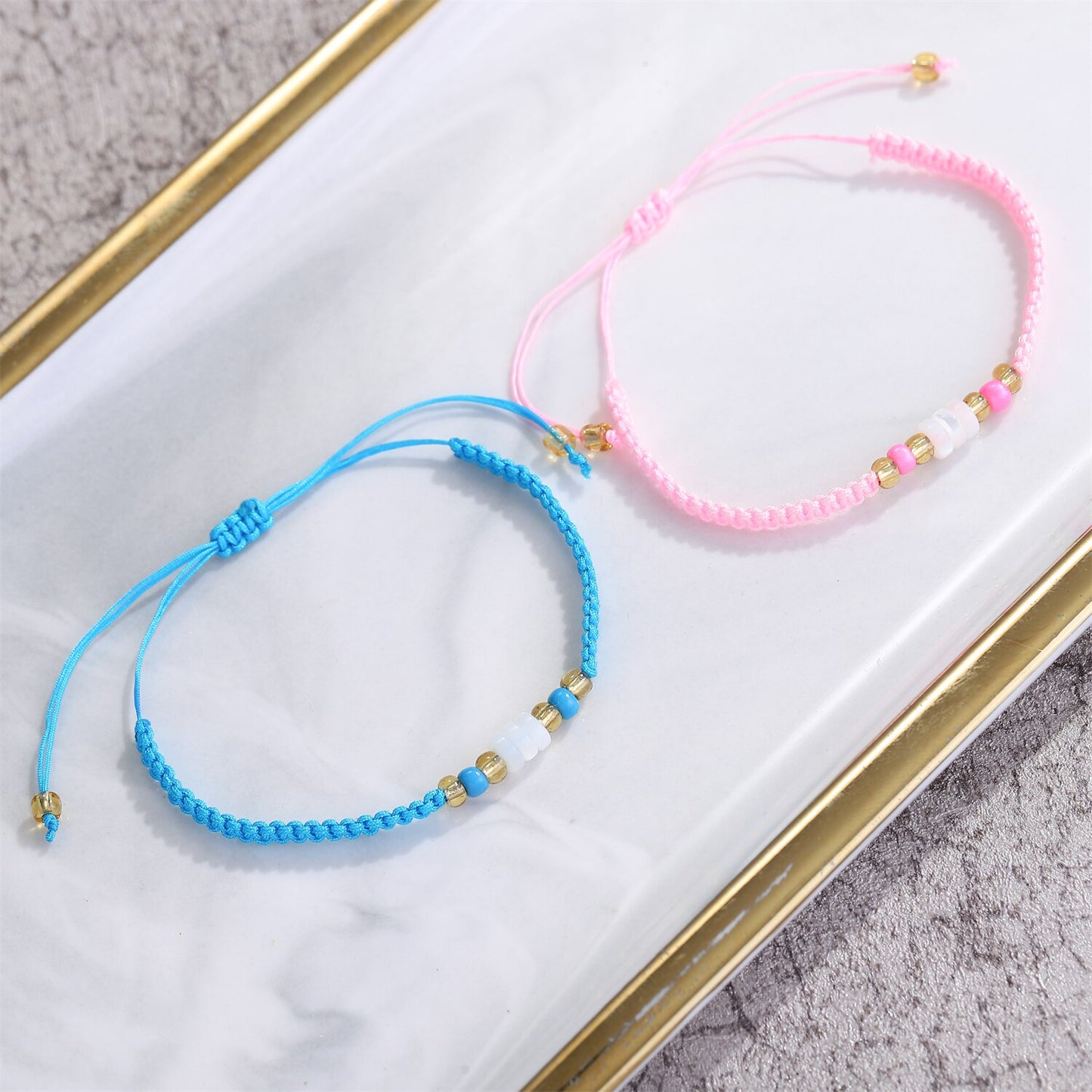 Bohemia 12pcs/lot Wide Wax Rope Braided Adjustable Twist Knotted Rope String Anklet Bracelet Set for Women Men Handmade Jewelry