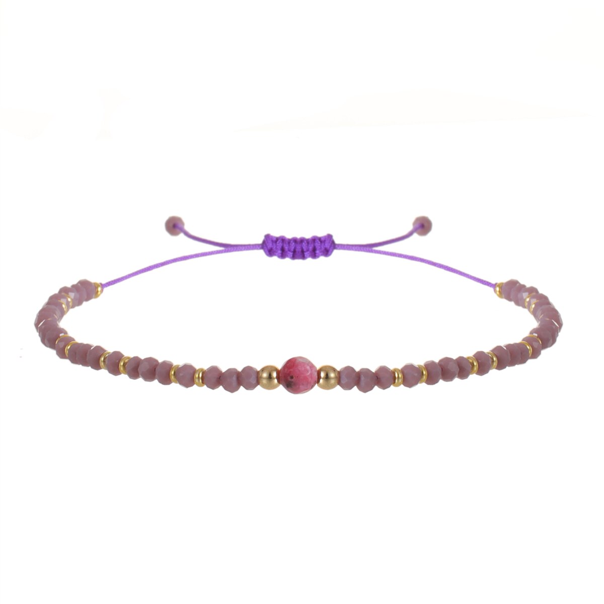Women Crystal Faceted Glass Beads Charms Bracelets Boho Woven Adjustable Wristband Cuff Jewelry