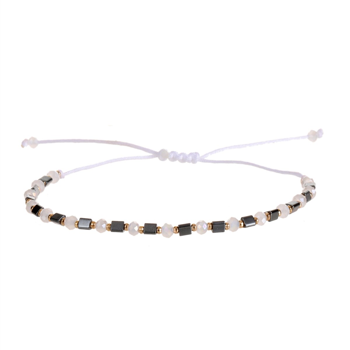 Boho Colorful Woven Rope String Bracelet Crystal Bead Metal Gallstone Bracelets for Men Women Child Lucky Jewelry