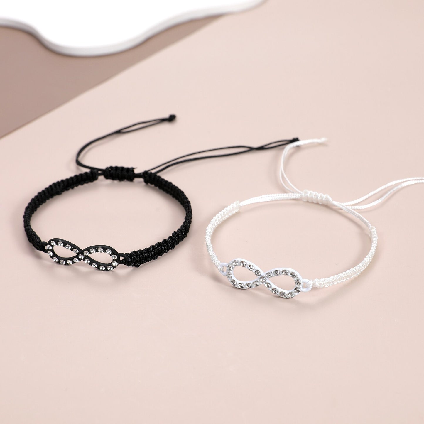 12pcs/set Together Forever Love Infinity Bracelet for Lovers White/black String Couple Bracelets Women Men's Wish Jewelry Gift