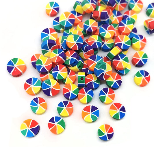 100pcs Colorful Rainbow Pinwheel Clay Beads for Jewelry Making DIY Charms Necklace Anklet Bracelet Accessories Wholesale