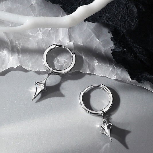 Fashion Geometric Three-dimensional Star Earrings for Men Punk Ins Metal Frosty Wind Earrings Statement Jewelry Gift 1 Pairs