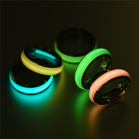 20pcs/lot Korean Fashion Glow In The Dark Rings Geometric Irregular Colorful Transparent Resin Acrylic Ring Wholesale