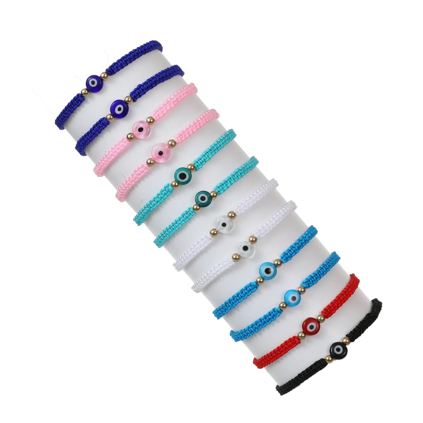 Boho 12pcs Colorful Evil Eye Pendant Bracelet Set for Women Kids Adjustable Hand Woven Rope Chain Amulet Jewelry Gift