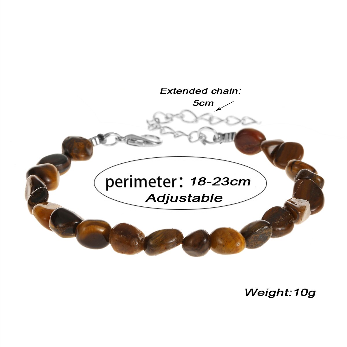 Natural Stone Pebbles Gemstone Stretch Bracelets for Women Man Tumble Polished Align Increase Communication Reiki Bracelets