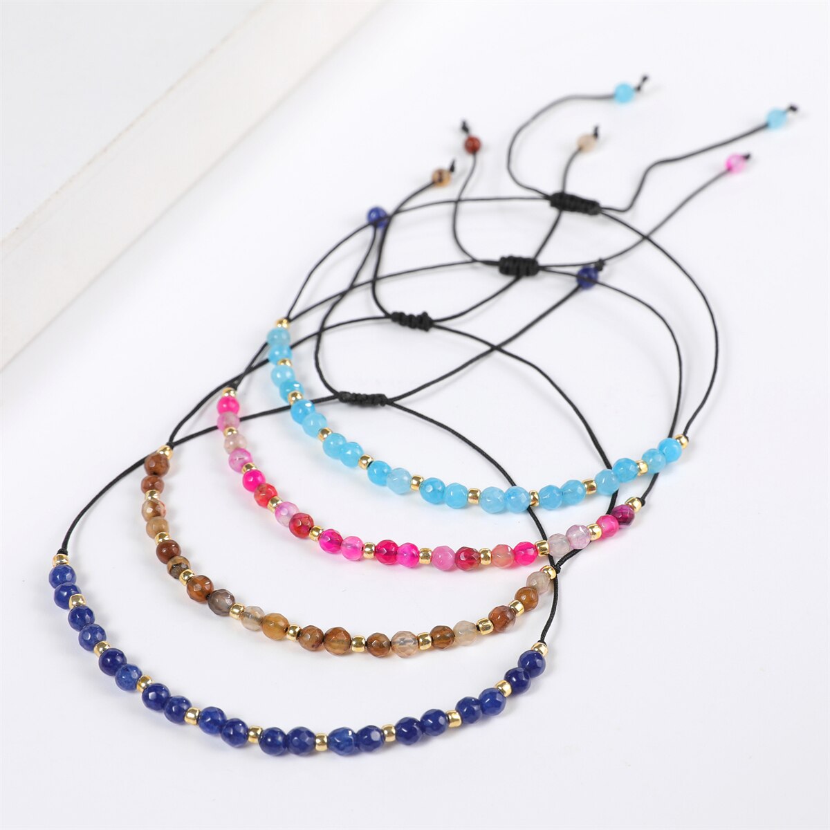 Faceted Crystal Beads Natural Stone Harms Bracelet Women Men Boho Adjustable Hand Braided Chain Healing Yoga Jewelry