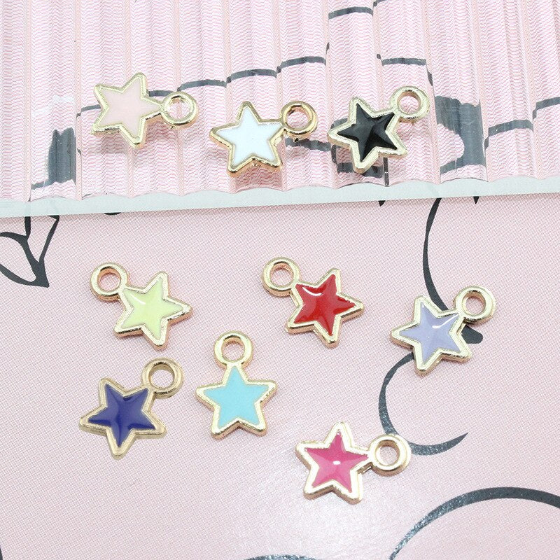 50pcs/lot Metal Drip Oil Star Pendants DIY Making Earrings Necklaces Jewelry DIY Accessories Wholesale