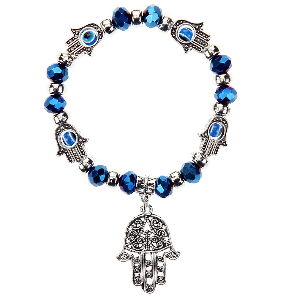 Turkish Evil Eye Charms Bracelet Fatima Hand Beaded Bracelets for Women Men Boys&girls Yoga Amulet Jewelry Bring You Good Luck