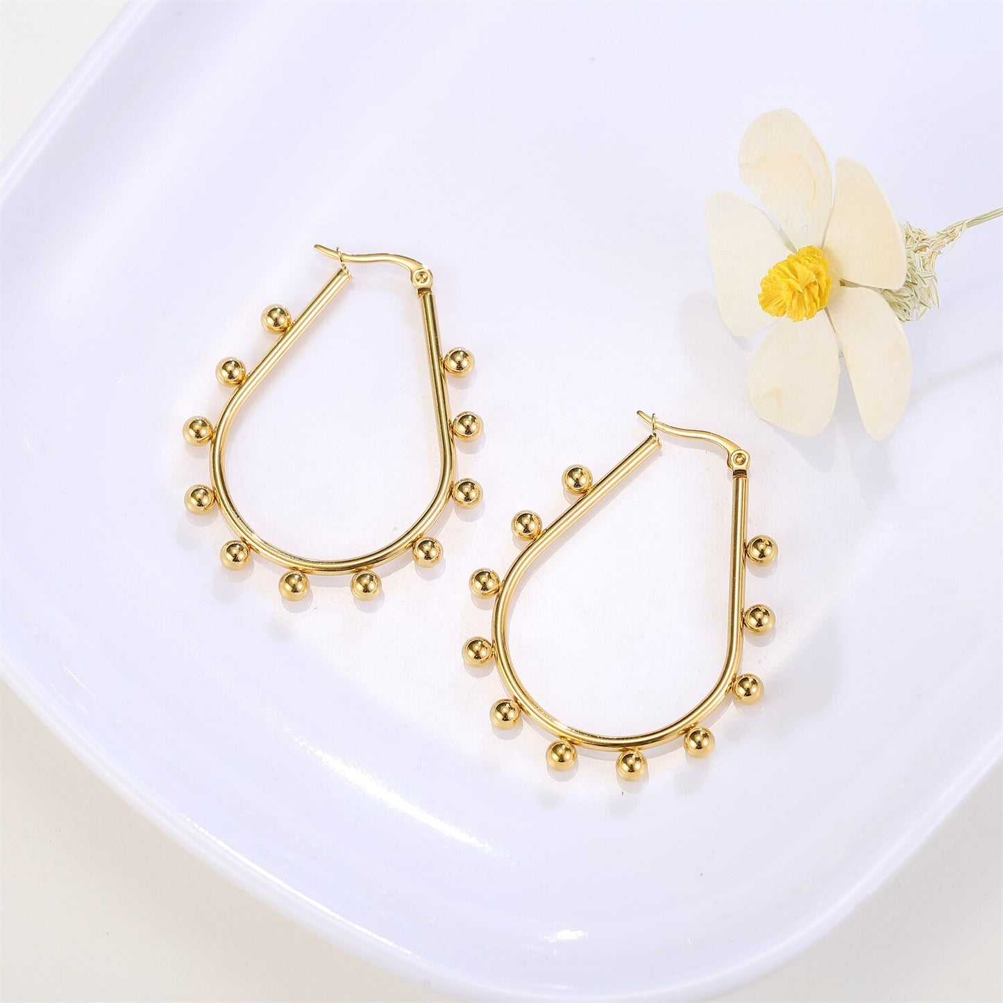 2023 Stainless Steel Heart Star Drop Earrings for Women Girls Big Minimalist Steel Titanium Hoop Earring Jewelry Gift