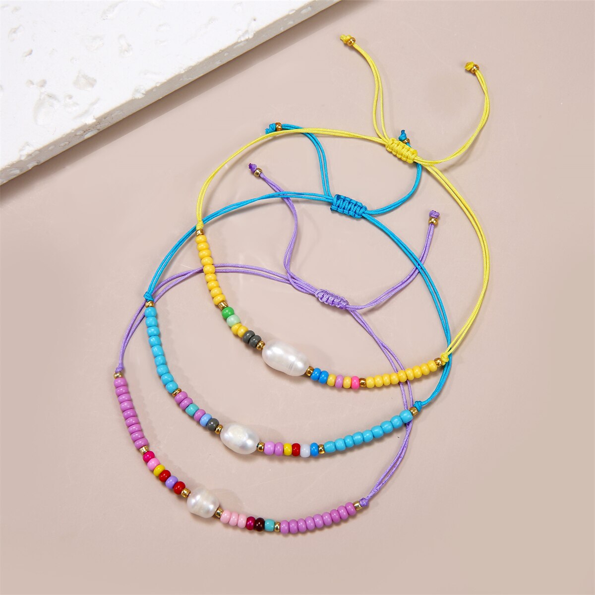 boho 12pcs/lot Colorful Czech Seed Beads Charms Bracelet Hand Woven Stackable Pearl Pendant Anklets Bracelets Jewelry Gift