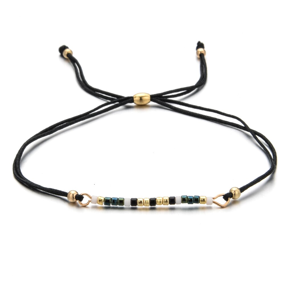 Boho Woman Men Handmade Weave Adjustable Rope Chain Crystal Seed Beads Bracelets Bangle Wristband Fashion Jewelry Drop Shipping