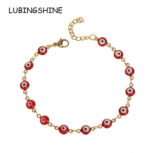 Stainless Steel Bracelets for Women Men Plated Gold Color Chain Simple Evil Eye Amulet Jewelry Gift