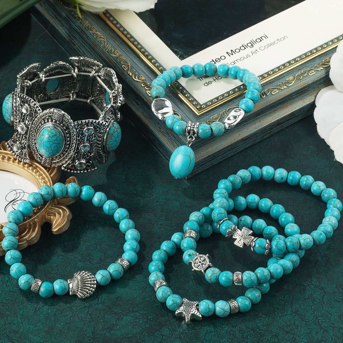 Retro Boho Natural Stone Beads Lucky Bracelets New Owl Cross Life Tree Charms Pendiantes Pryer Bracelet & Bangle for Women