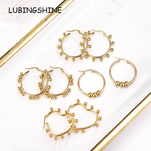 2023 Stainless Steel Heart Star Drop Earrings for Women Girls Big Minimalist Steel Titanium Hoop Earring Jewelry Gift