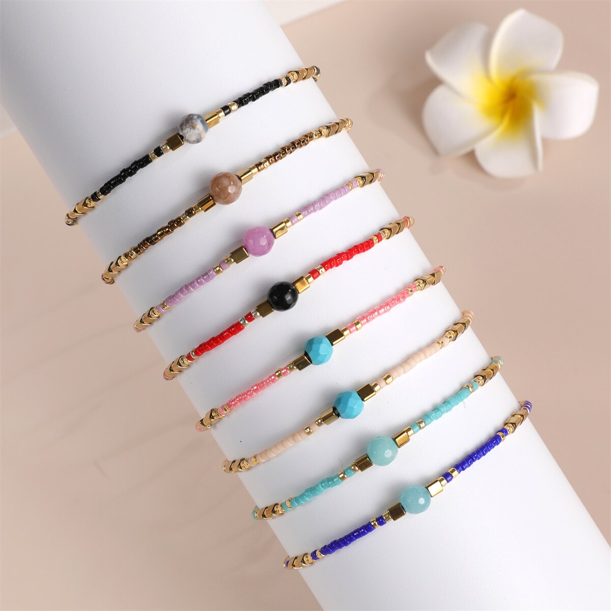 Women Seed Bead Charms Bracelet Adjustable Metal Tiger Eye Chain Anklets Girl Kids Beach Couple Jewelry Gift 1pc