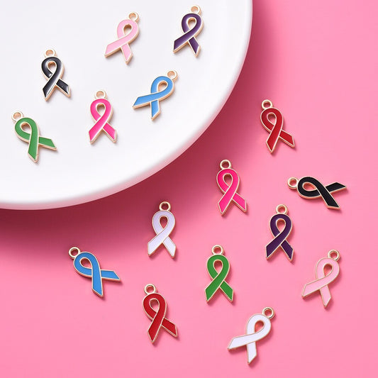 20pcs/lot Alloy Drip Color Ribbon Pendant for Jewelry Making DIY Bracelet Necklace Hair Clip Accessorie