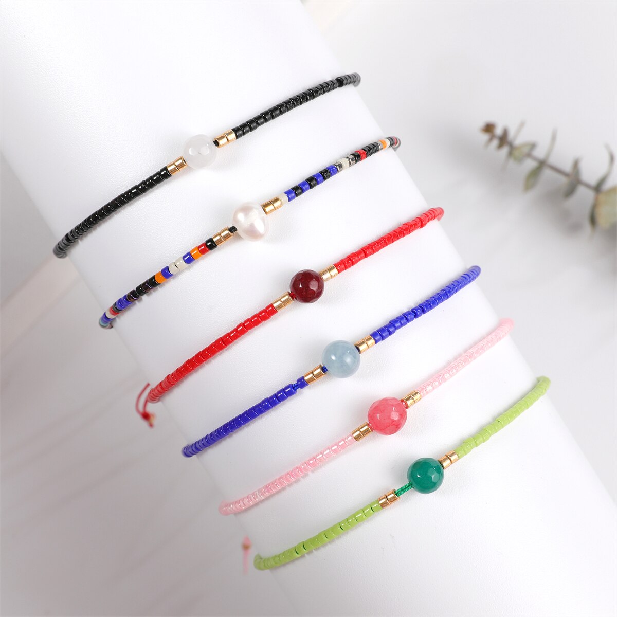 1pc Natural Stone Beads Pendant Charm Braided Bracelets for Women Girls Handmade Adjustable Chain Party Jewelry