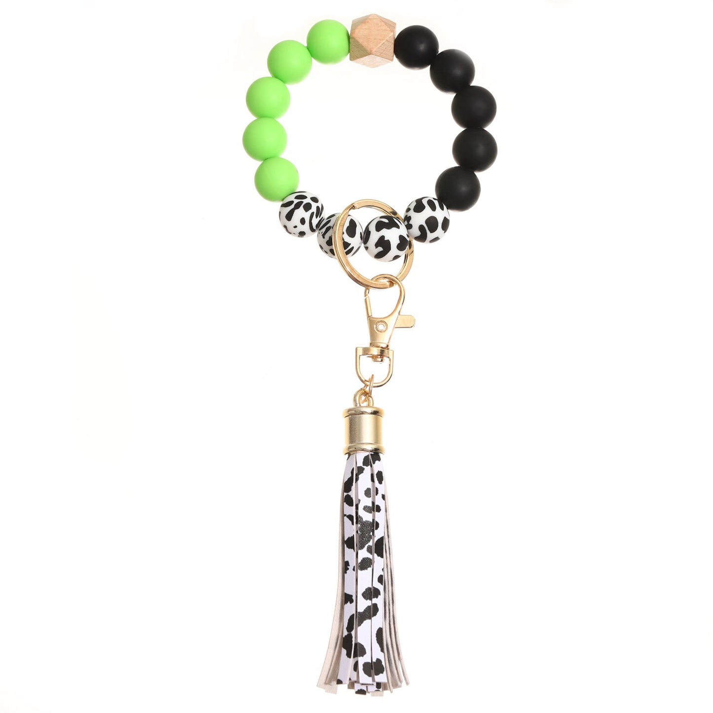 Trendy Silicone Beads Bracelets Bangles with Key Chain Candy Color Large Wristband Cuffs Beaded Bangle for Women