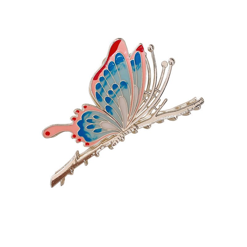 Romantic Colorful Butterfly Hair Clip Headwear for Women Girls Ponytail Holder Hairpins Decorative Accessories Jewelry