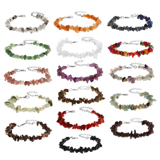 1pc Natural Stone Chakra Crystal Healing Gemstone Stretch Bracelets Tumble Polished Align Increase Communication Reiki Bracelets
