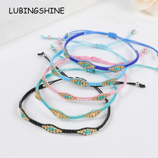 Fashion Seed Beads Bracelet for Women Girls Handmade Braid Adjustable Chain Charm Bracelets&bangle Jewelry