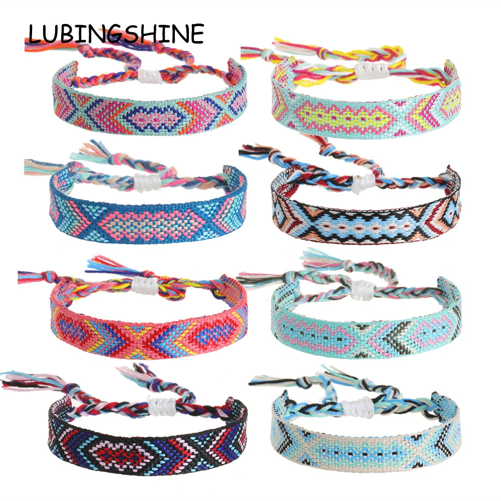 Wide Woven Bracelet Bulk for Women, Kids & Girls - Nepal Style Friendship Bracelets Handmade Braided Rope Wrist String Chain