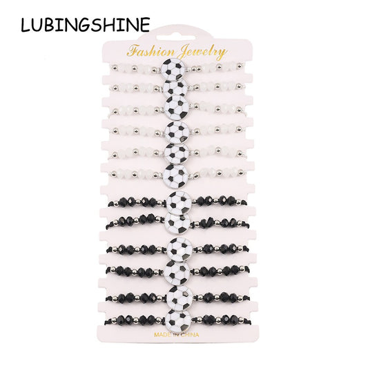 12pcs/lot Fashion Football Sports Bracelets Youth Sports Style Adjustable Braided Rope Chain Cuffs Wristband Jewelry