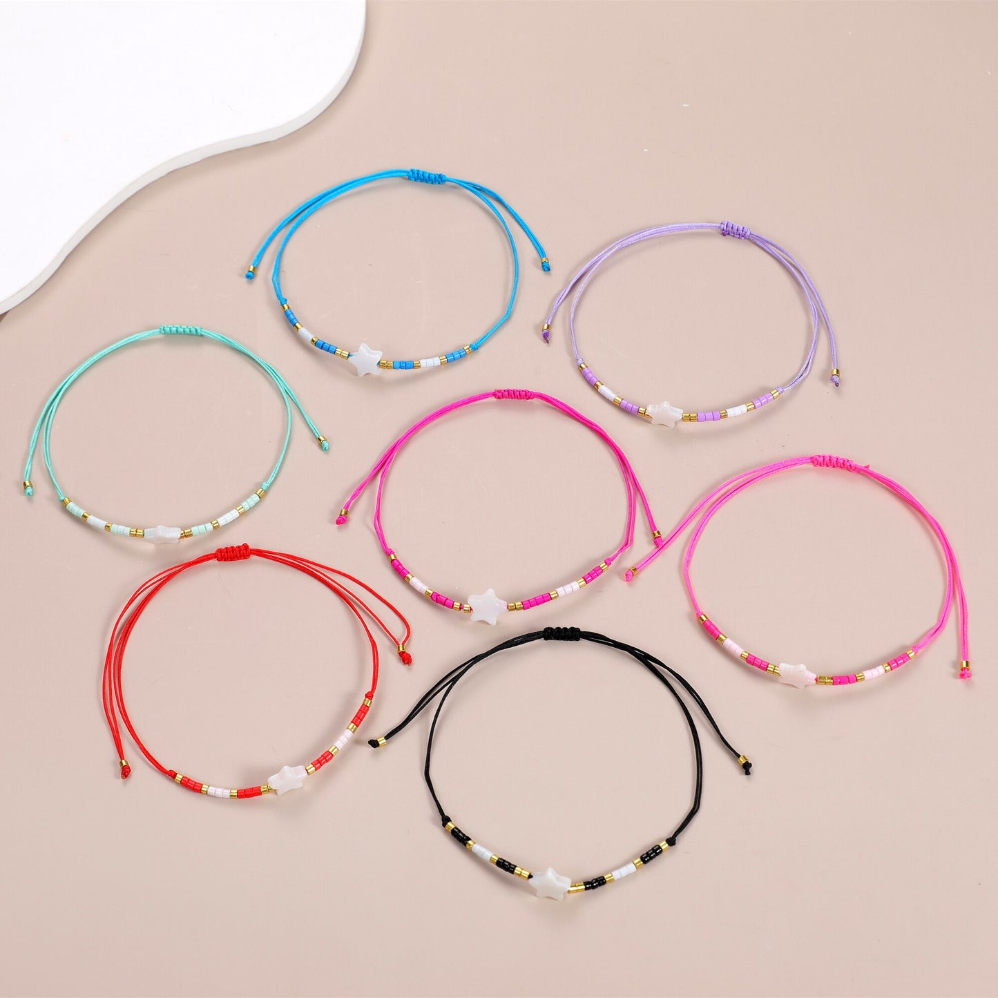12pcs/set Shell Star Charms Bracelets High Quality Colorful Seeds Beads Handmade Braided Bracelet for Women Party Jewelry