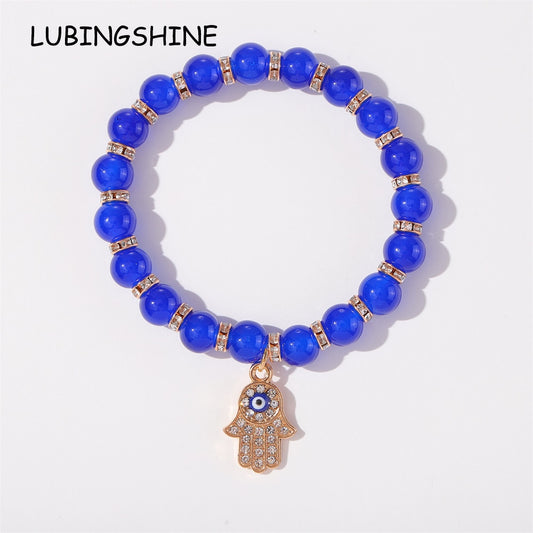 Fashion Turkish Evil Eye Bracelet Murano Glass Turkish Eye Bead Bracelet for Women Men Natural Stone Beads Chain Wrist Jewelry