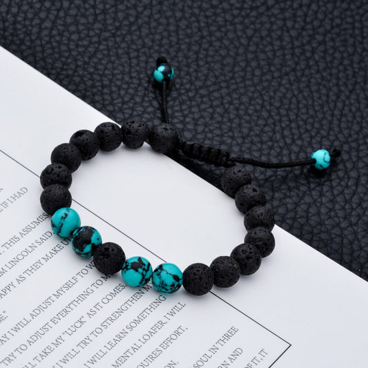 1pc 8mm Lava Rock Bracelet Braided Rope Healing Natural Stone Yoga Meditation Bracelet Bangle for Men Women