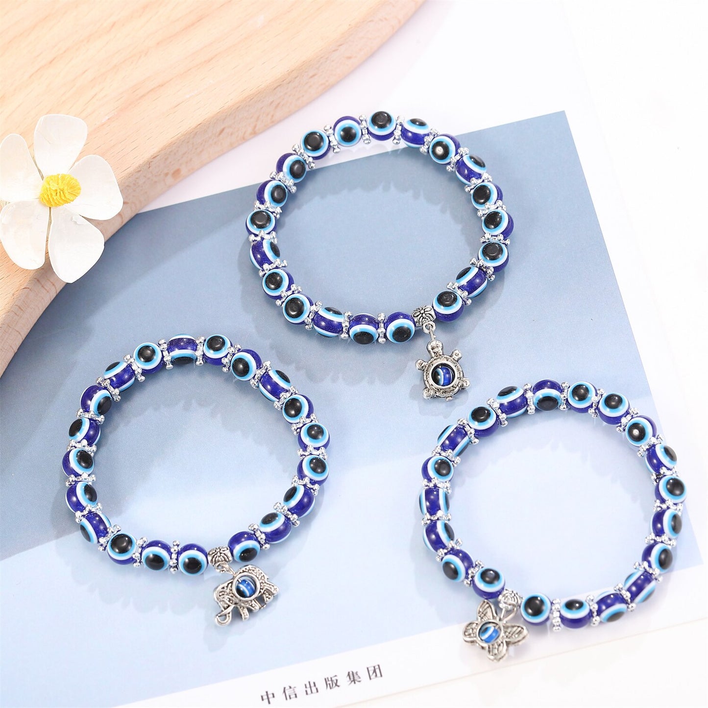 Turkish Blue Eyes Bracelet Fatima Palm Evil Eye Beaded Bracelets for Men Women Amulet Jewelry