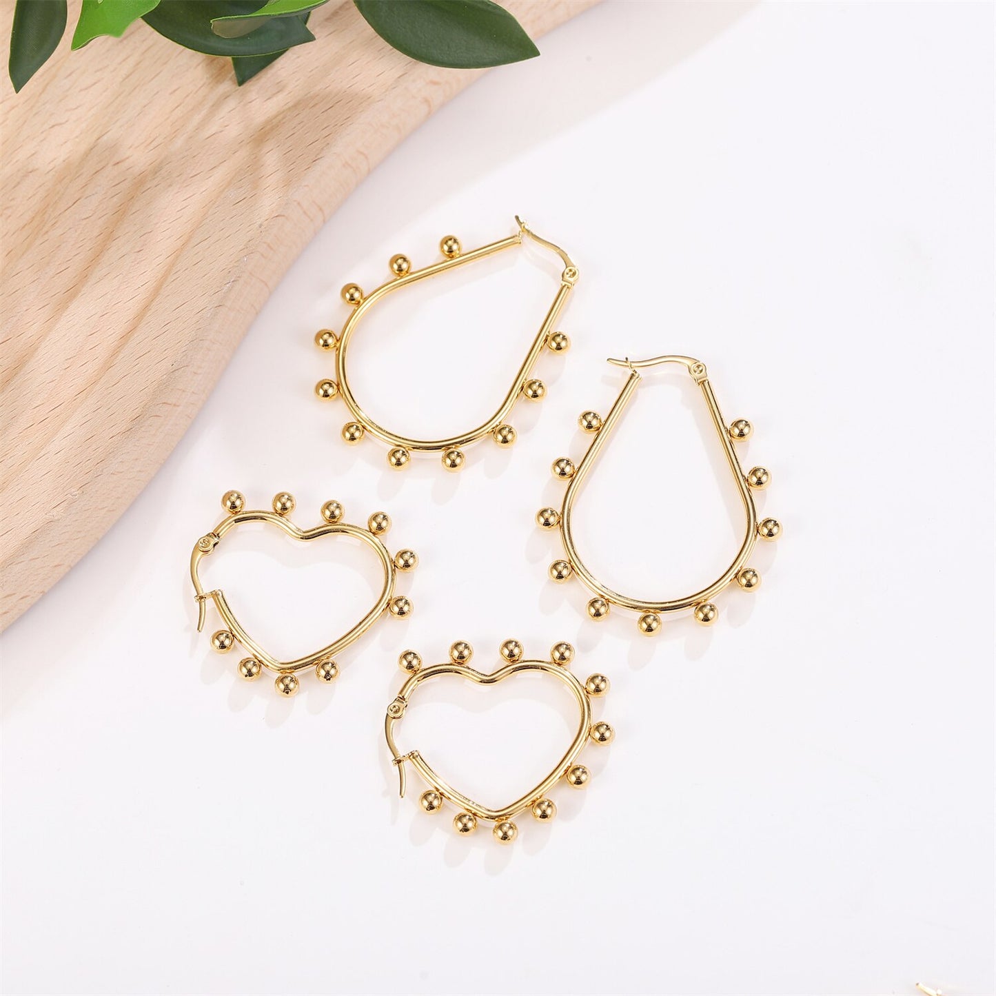 2023 Stainless Steel Heart Star Drop Earrings for Women Girls Big Minimalist Steel Titanium Hoop Earring Jewelry Gift