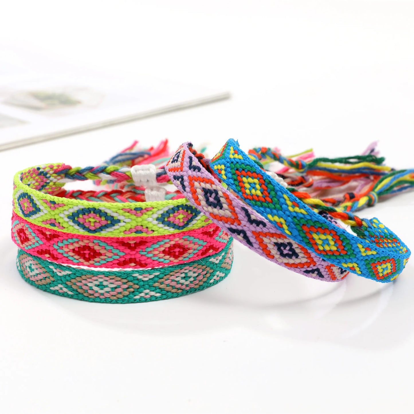 12pcs/lot Nepali Braided Bracelet for Kids Girls Adjustable Handmade Wave Bracelet Anklet Wristband Cuff Jewelry Gifts