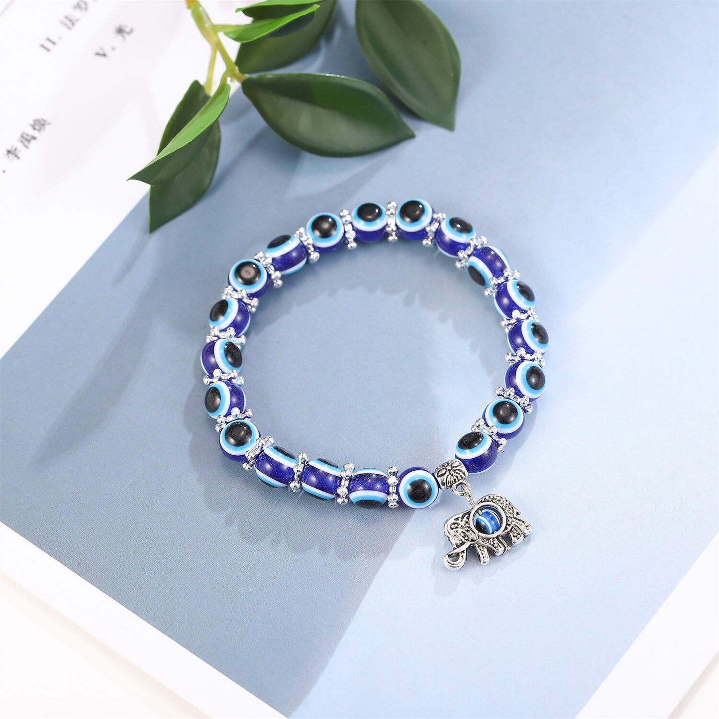 Turkish Blue Eyes Bracelet Fatima Palm Evil Eye Beaded Bracelets for Men Women Amulet Jewelry