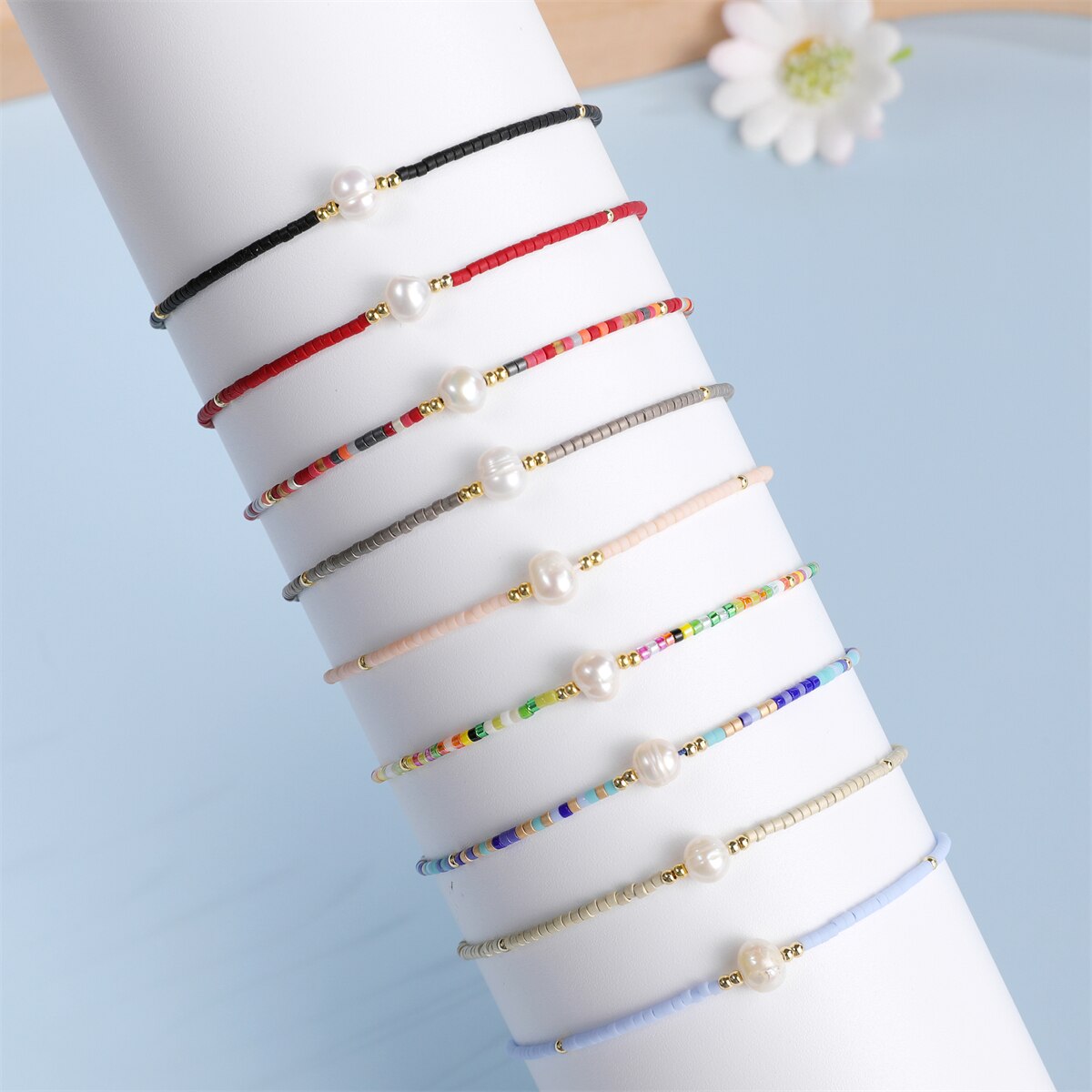 Handmade Seed Beads Charms Pearl Bracelets Adjustable Braided Bracelet Anklet Women Girl Wristband Cuff Jewelry