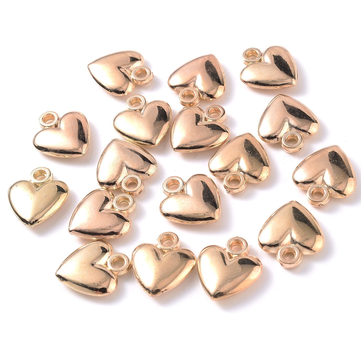 50pcs/lot Plated Gold/silver Color Metal Heart Pendants for DIY Making Earrings Necklaces Jewelry DIY Accessories