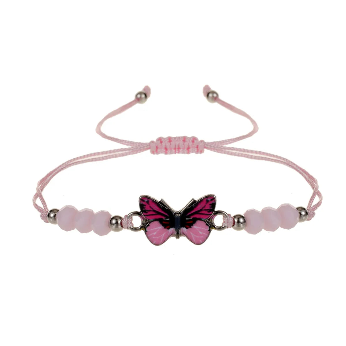 Women Girl Butterfly Woven Friendship Crystal Bead Bracelet Value Set Kids Party Favor Adjustable Bracelet