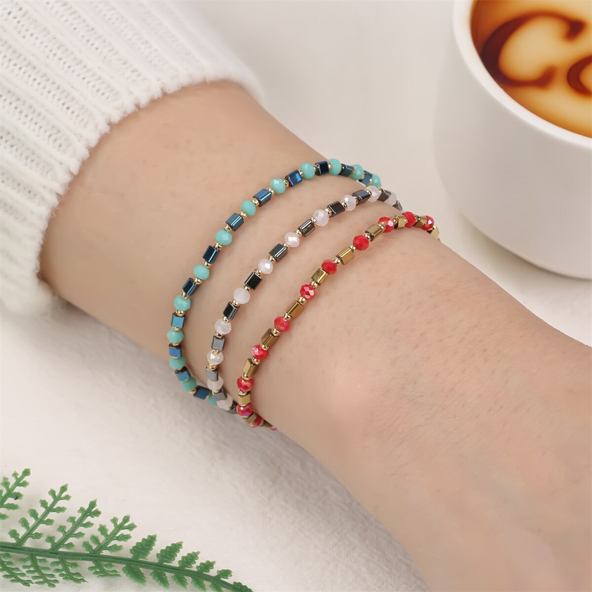 Boho Colorful Woven Rope String Bracelet Crystal Bead Metal Gallstone Bracelets for Men Women Child Lucky Jewelry