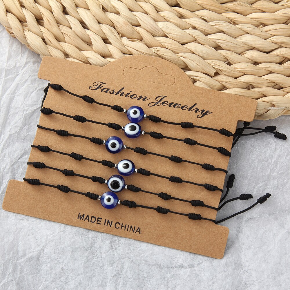 6Pcs Turkish Lucky Evil Eye Bracelets for Women Men Handmade Braided Red/Black Rope 7 Knots Lucky Bracelet Gift Wholesale