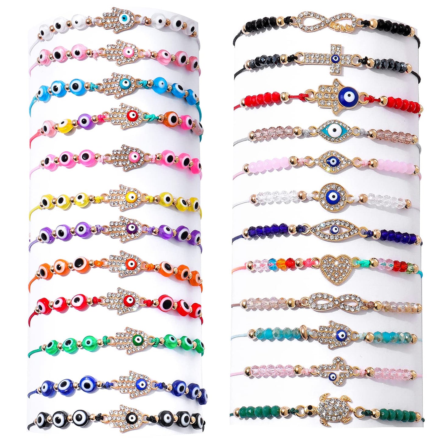 24pcs/lot Turkey Evil Eye Charms Bracelets Hamsa Bracelet Set Protection Anklets Jewelry for Women Girls Boys Free Shipping